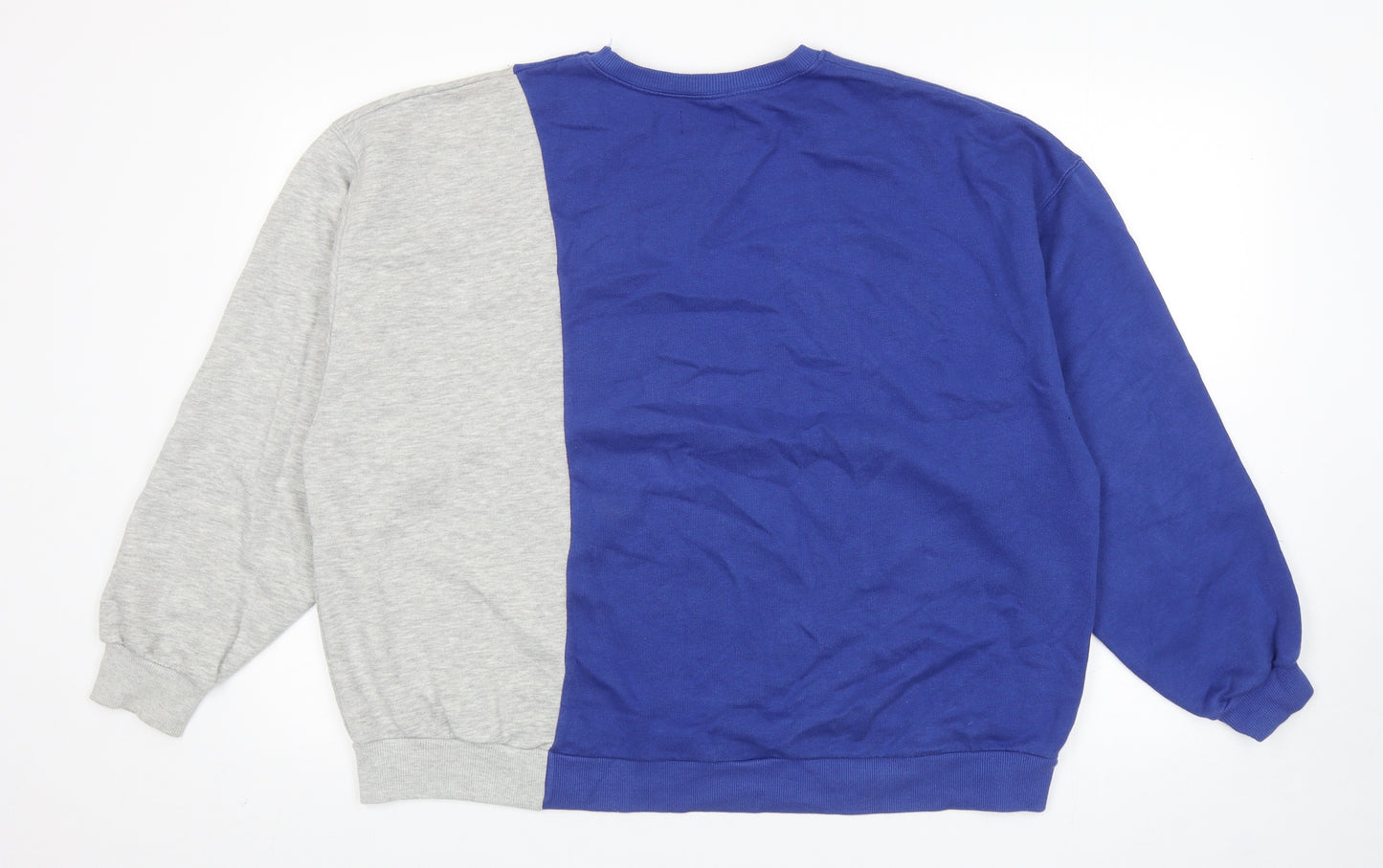 Pull&Bear Girls Blue Colourblock Cotton Pullover Sweatshirt Size L Pullover