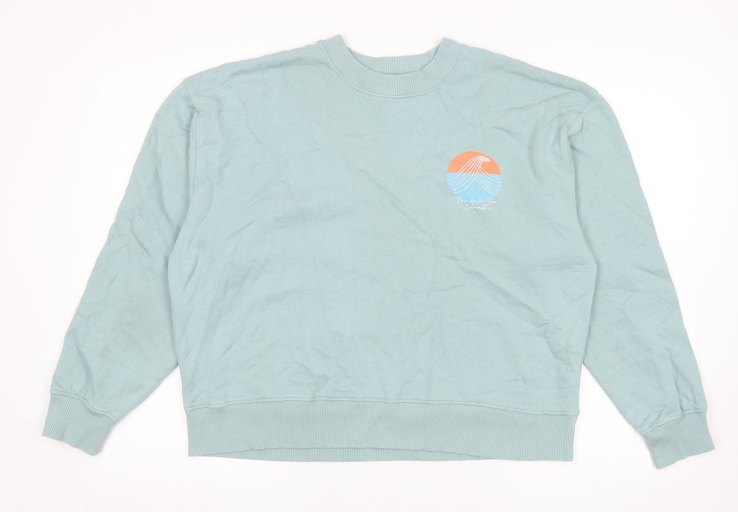 Born By The Sea Womens Green Cotton Pullover Sweatshirt Size M Pullover