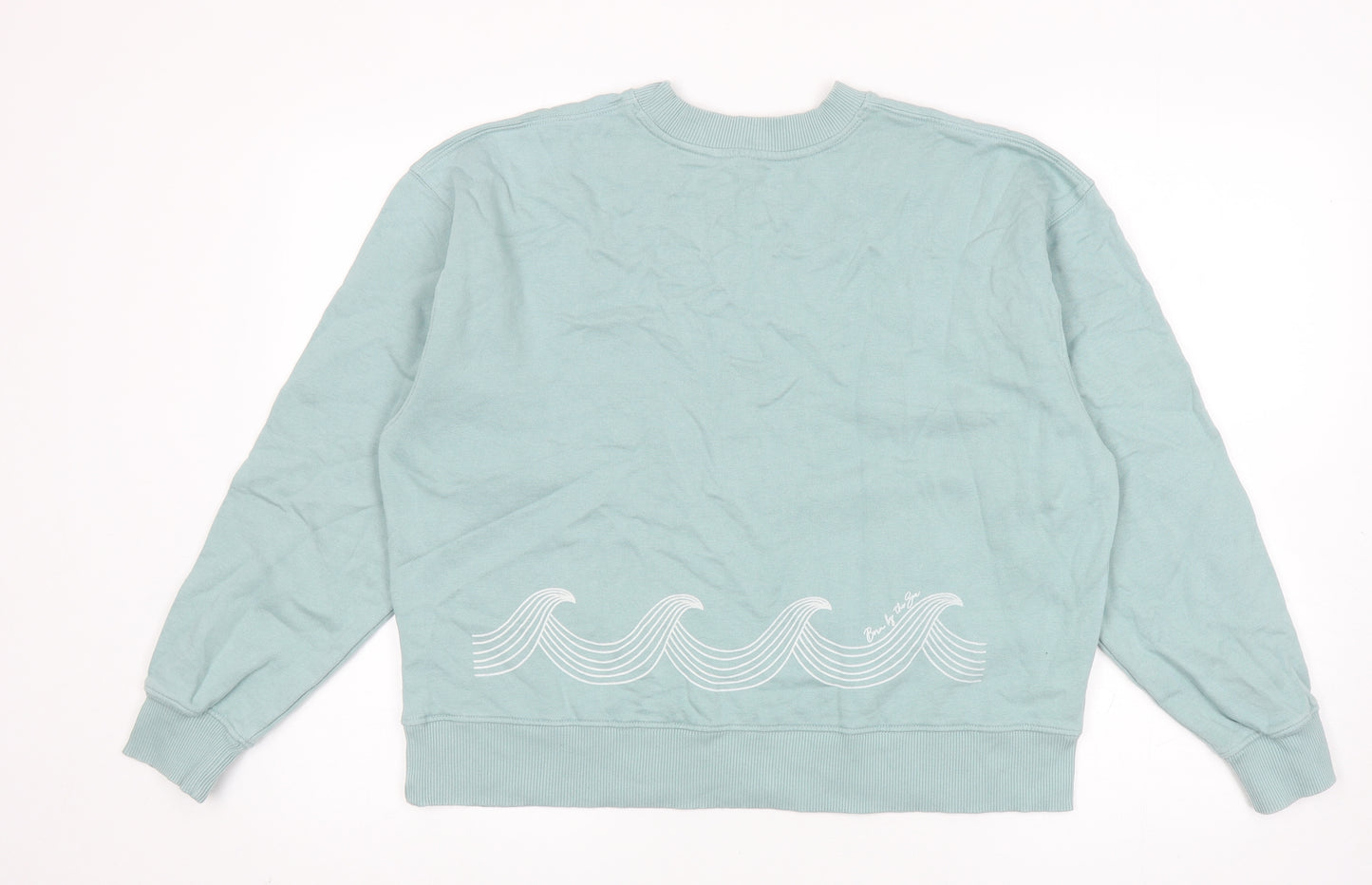 Born By The Sea Womens Green Cotton Pullover Sweatshirt Size M Pullover