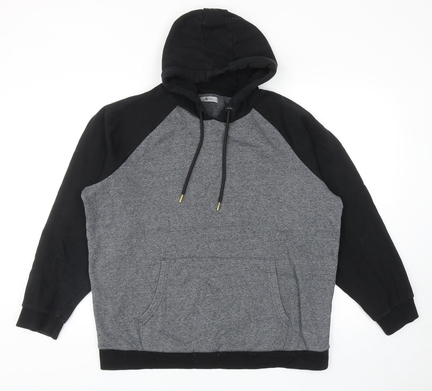 TU Mens Grey Cotton Pullover Hoodie Size L