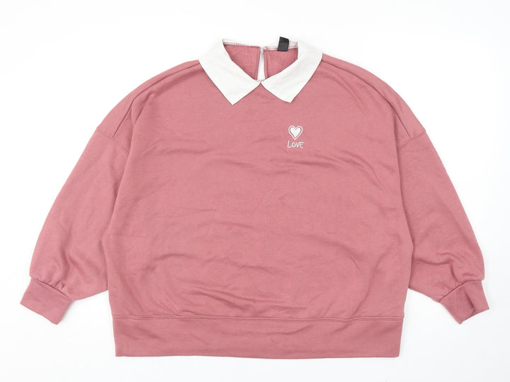 SheIn Womens Pink Polyester Pullover Sweatshirt One Size Button - Love