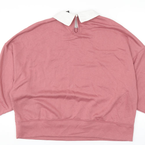 SheIn Womens Pink Polyester Pullover Sweatshirt One Size Button - Love