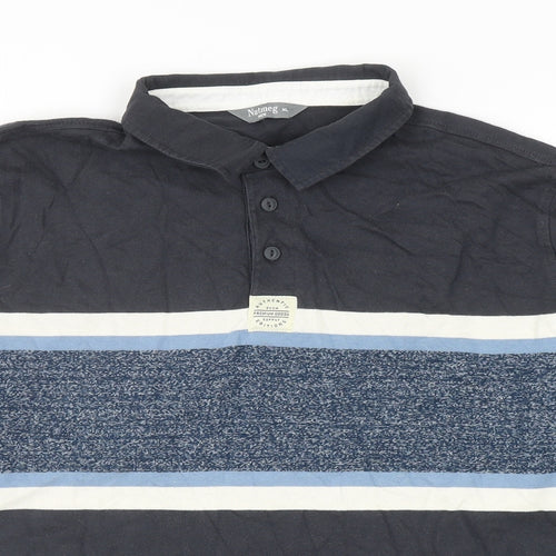 Nutmeg Mens Grey Colourblock Cotton Polo Size XL Collared Button