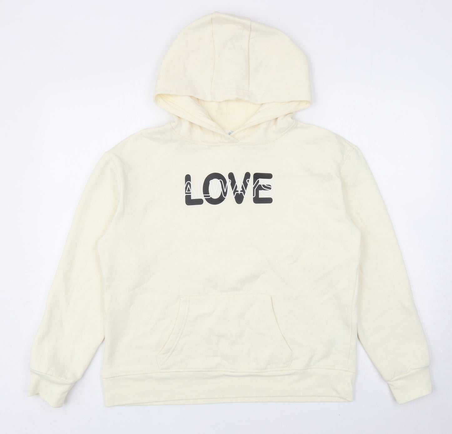 Primark Womens Ivory Cotton Pullover Hoodie Size M Pullover - Love