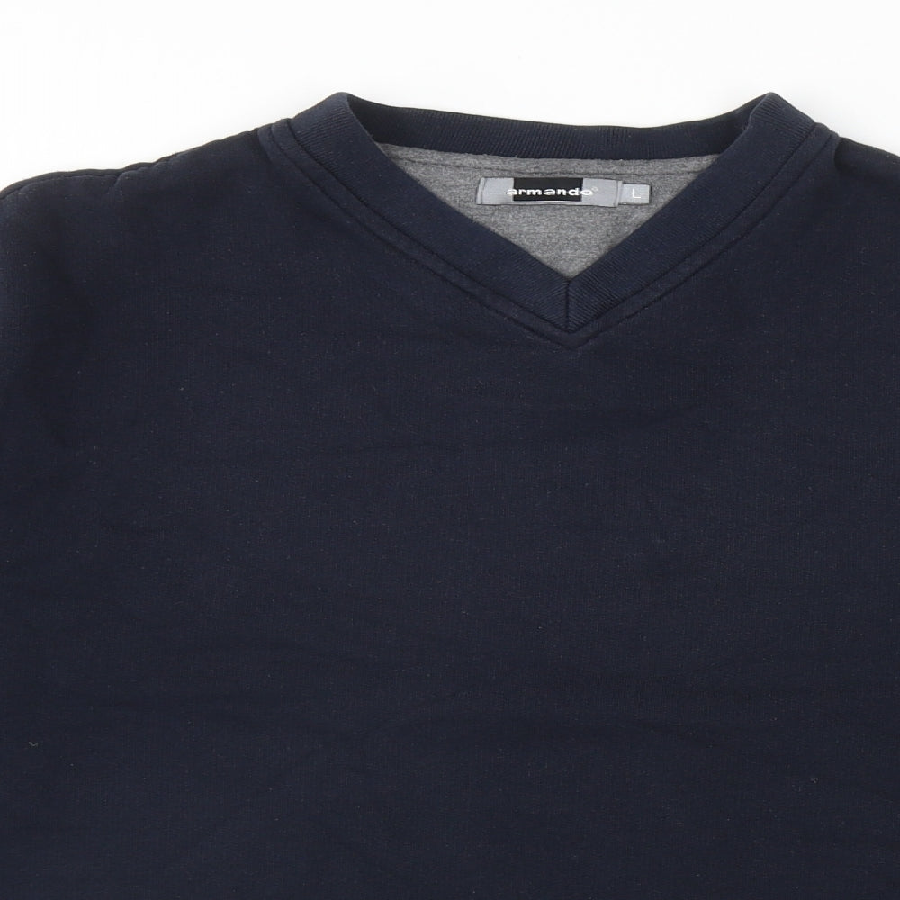 Armando Mens Blue Cotton Pullover Sweatshirt Size L