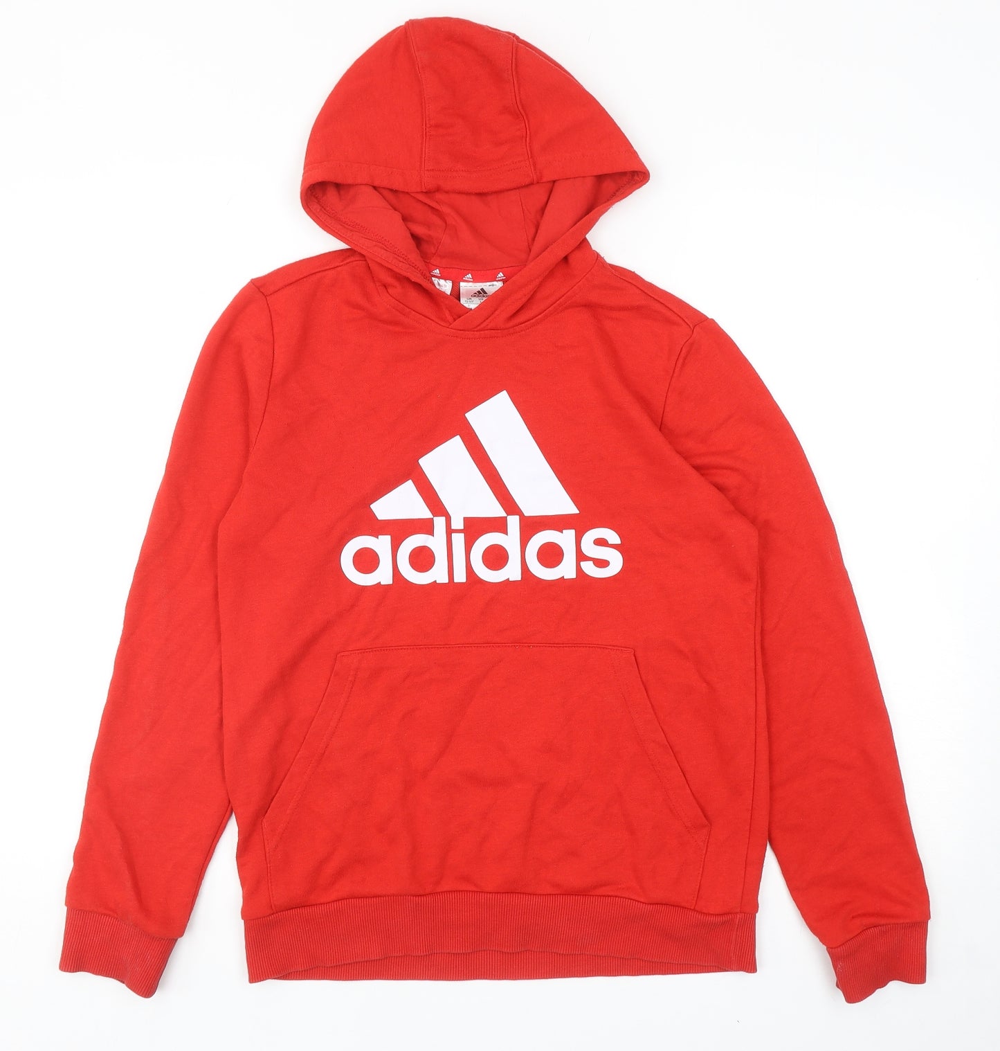 adidas Boys Red Cotton Pullover Hoodie Size 13-14 Years Pullover