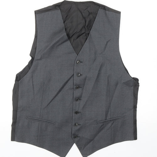 Preworn Mens Grey Polyester Jacket Suit Waistcoat Size 40