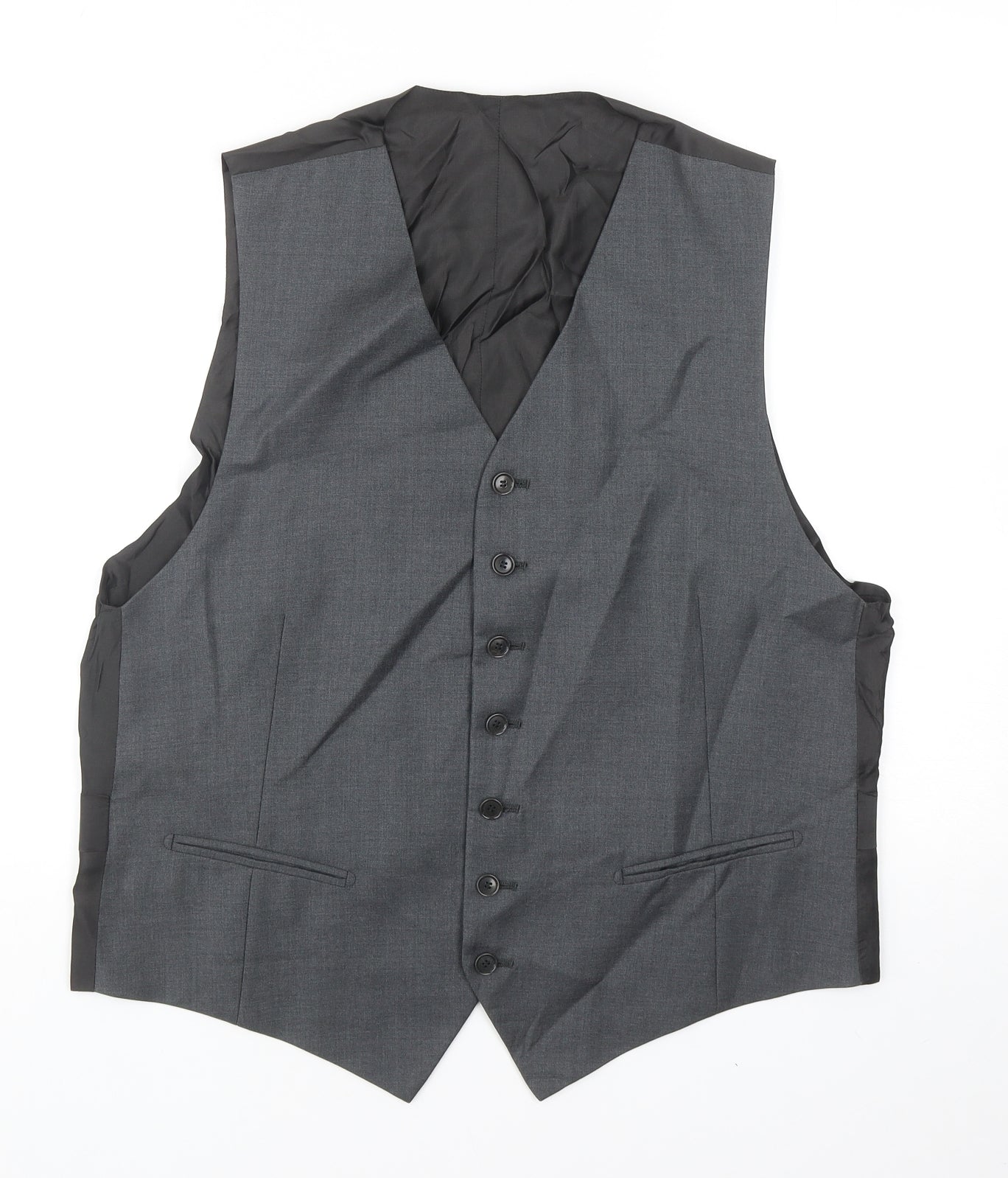 Preworn Mens Grey Polyester Jacket Suit Waistcoat Size 40