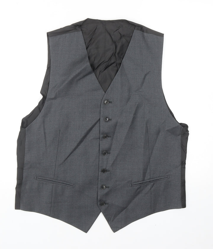 Preworn Mens Grey Polyester Jacket Suit Waistcoat Size 40
