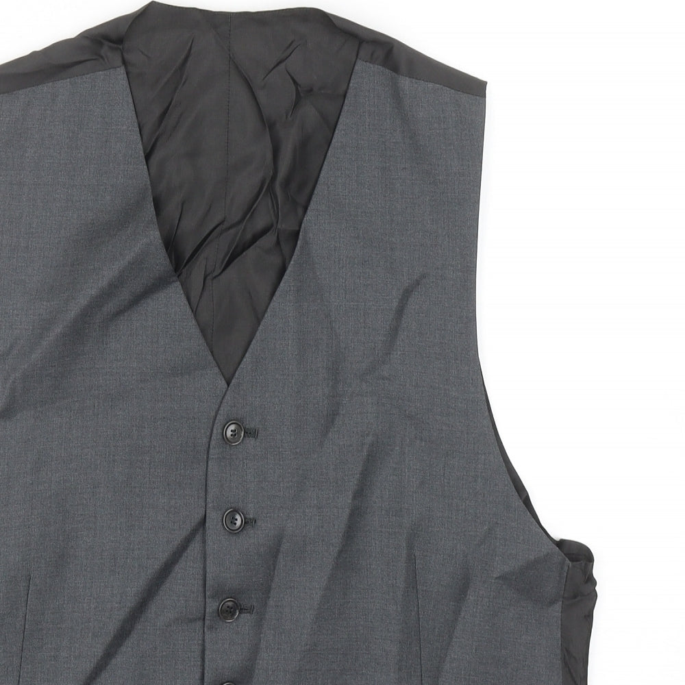 Preworn Mens Grey Polyester Jacket Suit Waistcoat Size 40