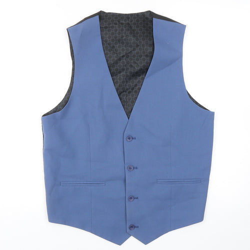 ASOS Mens Blue Viscose Jacket Suit Waistcoat Size 40