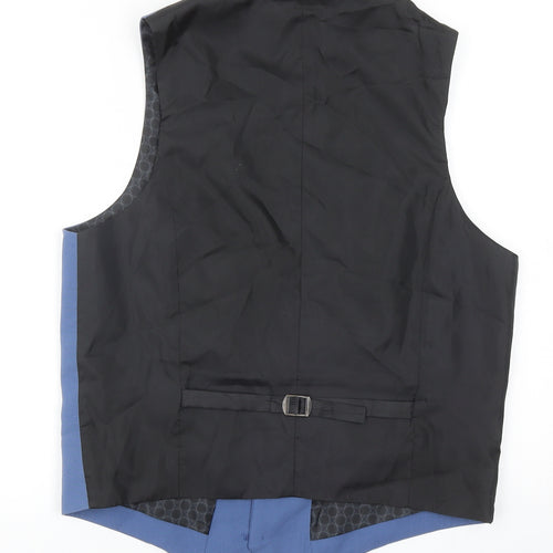 ASOS Mens Blue Viscose Jacket Suit Waistcoat Size 40