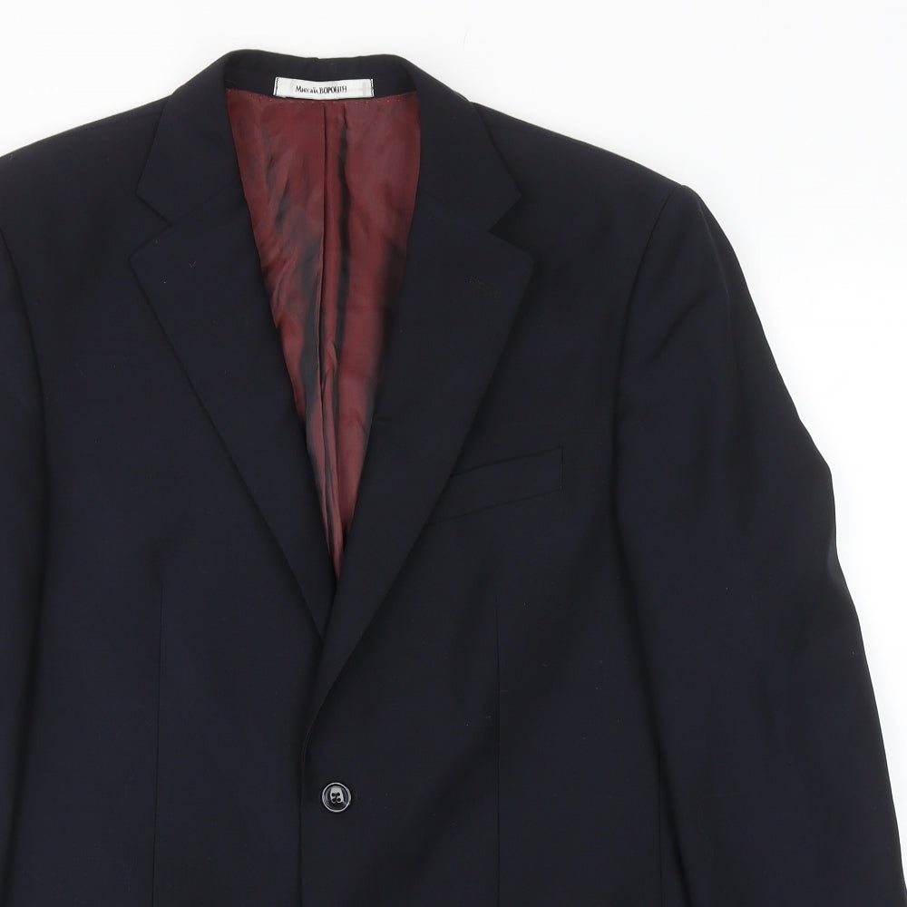 Bopohih Mens Blue Polyester Jacket Blazer Size 40