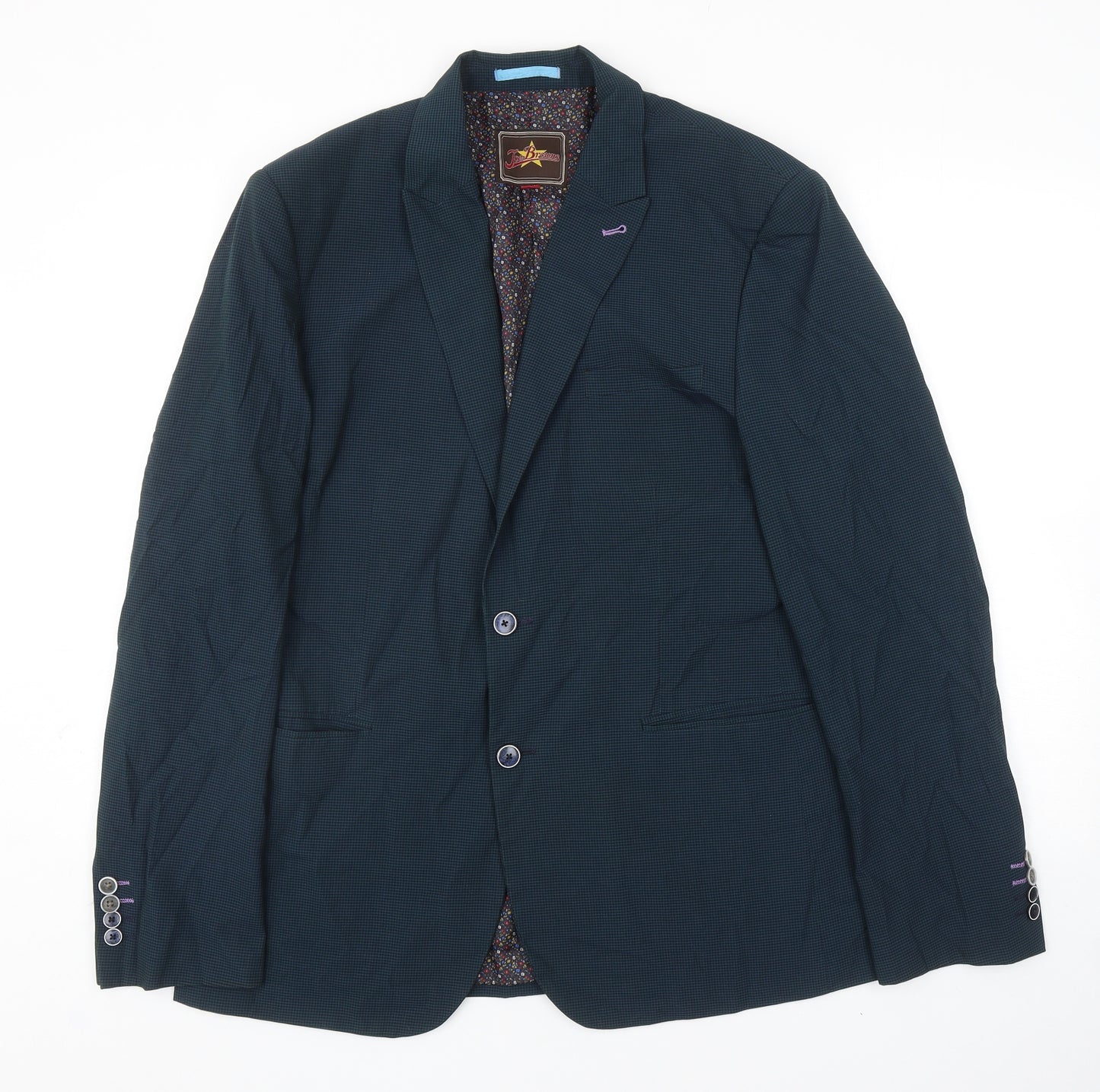 Joe Browns Mens Blue Geometric Viscose Jacket Blazer Size 42