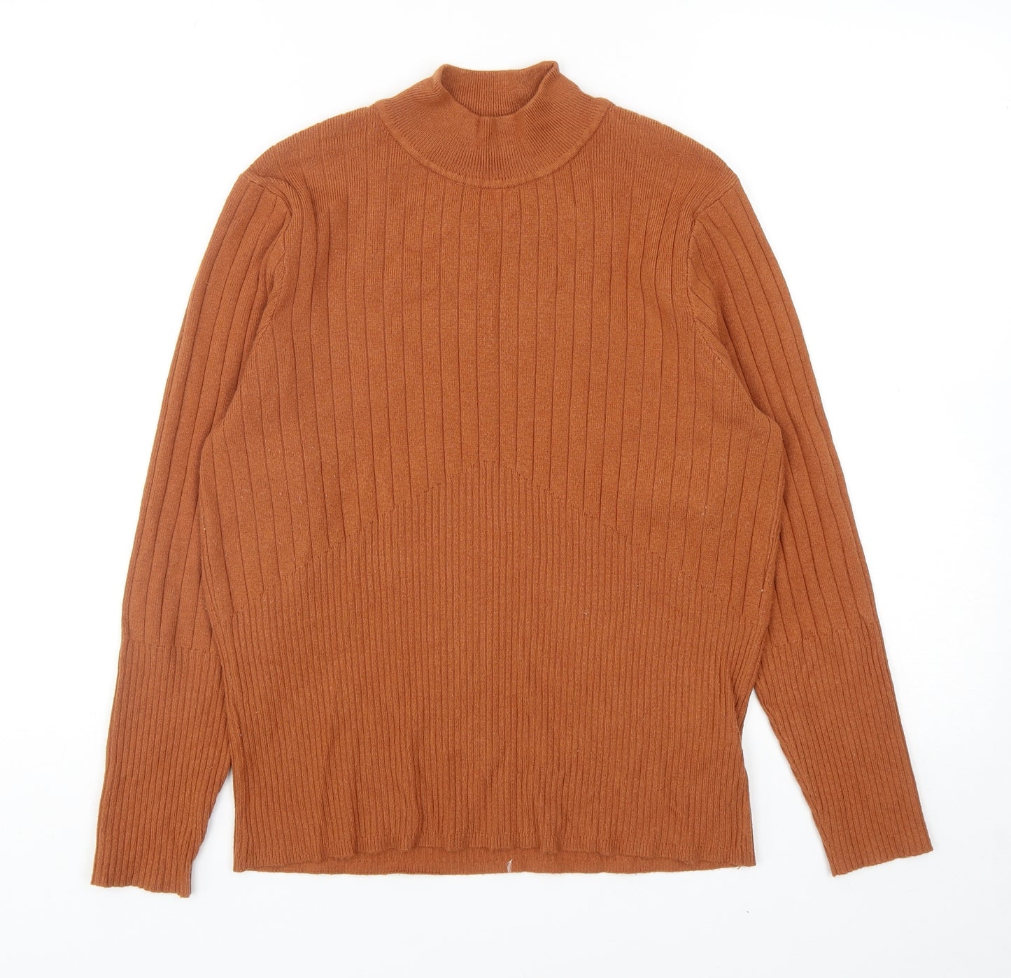 Marks and Spencer Womens Orange Mock Neck Viscose Pullover Jumper Size 16