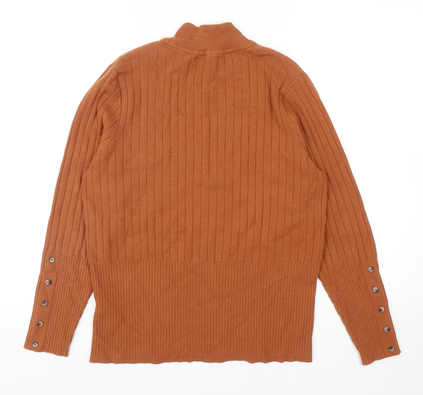 Marks and Spencer Womens Orange Mock Neck Viscose Pullover Jumper Size 16