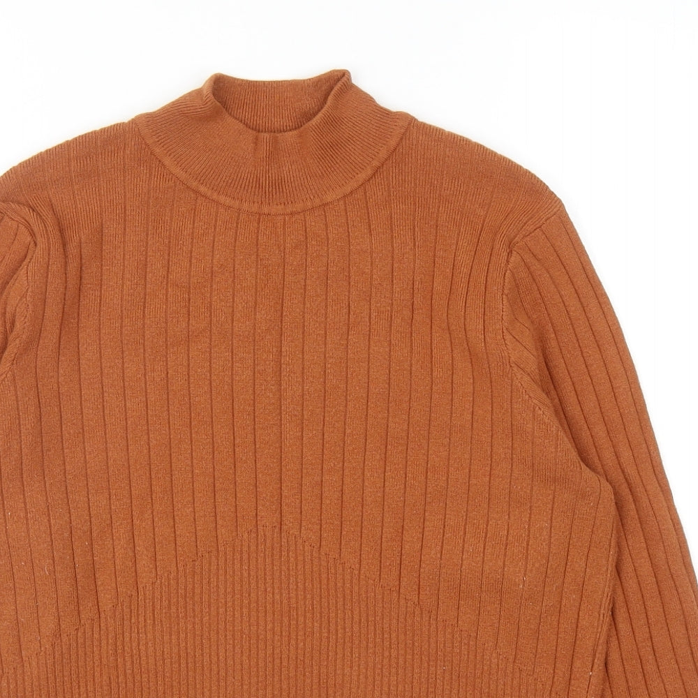 Marks and Spencer Womens Orange Mock Neck Viscose Pullover Jumper Size 16