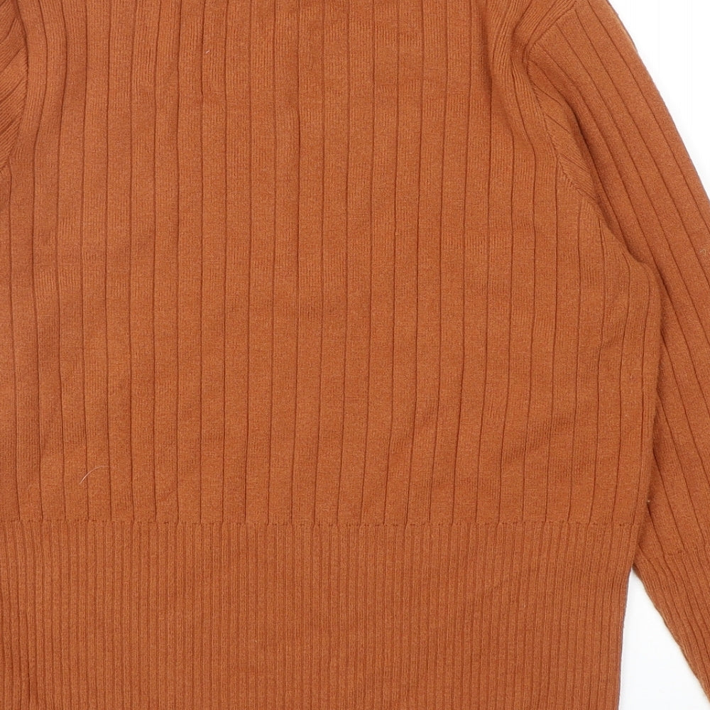 Marks and Spencer Womens Orange Mock Neck Viscose Pullover Jumper Size 16