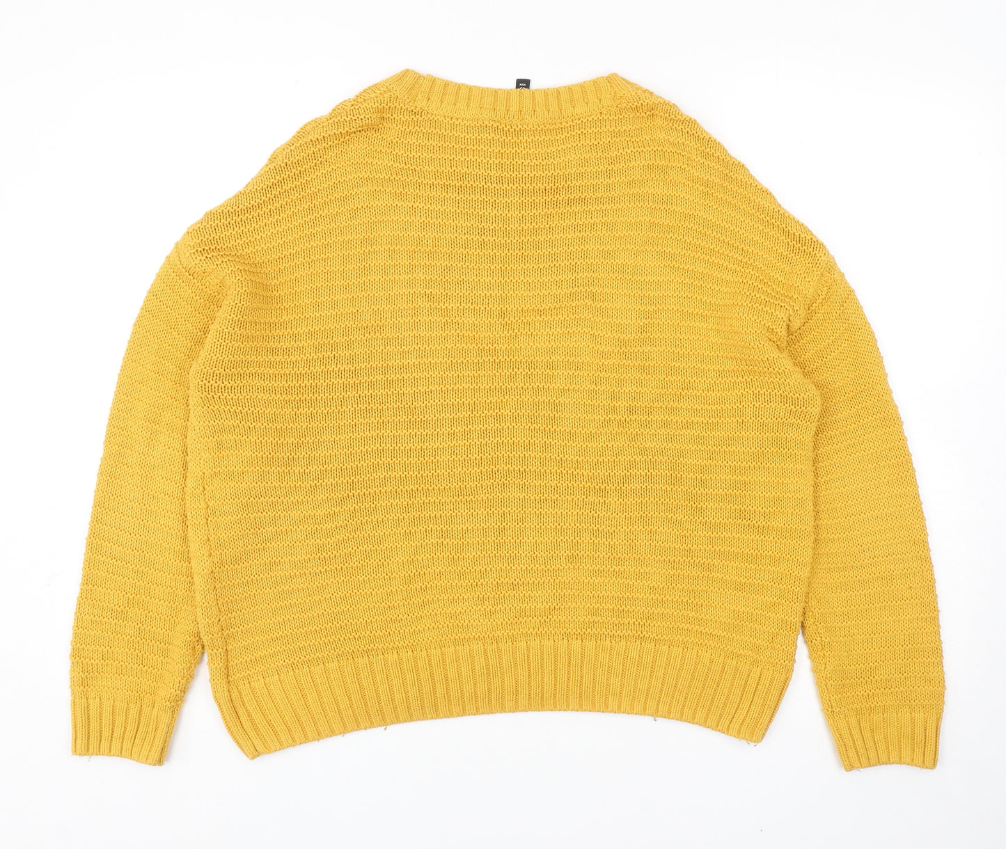 Divided by H&M Womens Yellow Round Neck Acrylic Pullover Jumper Size L
