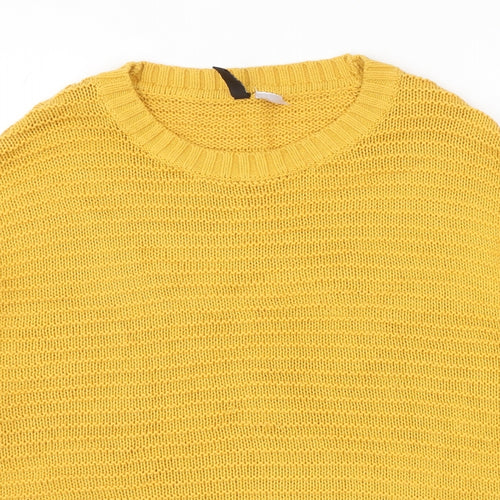 Divided by H&M Womens Yellow Round Neck Acrylic Pullover Jumper Size L