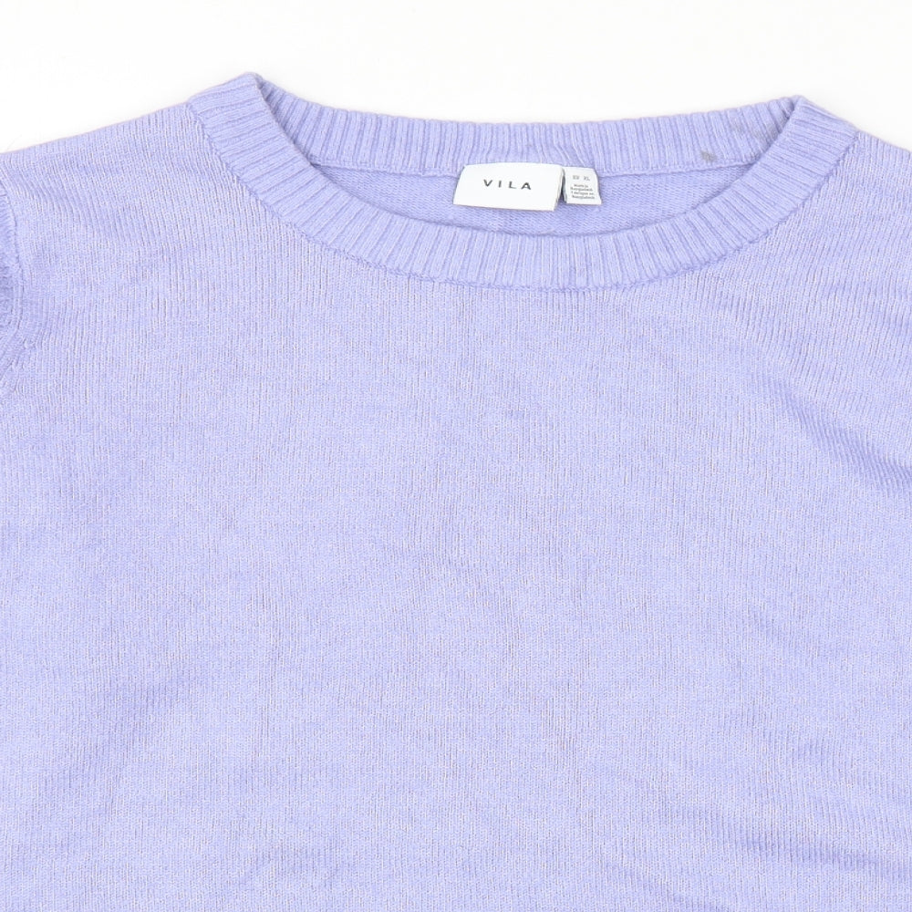 VILA Womens Blue Round Neck Viscose Pullover Jumper Size XL
