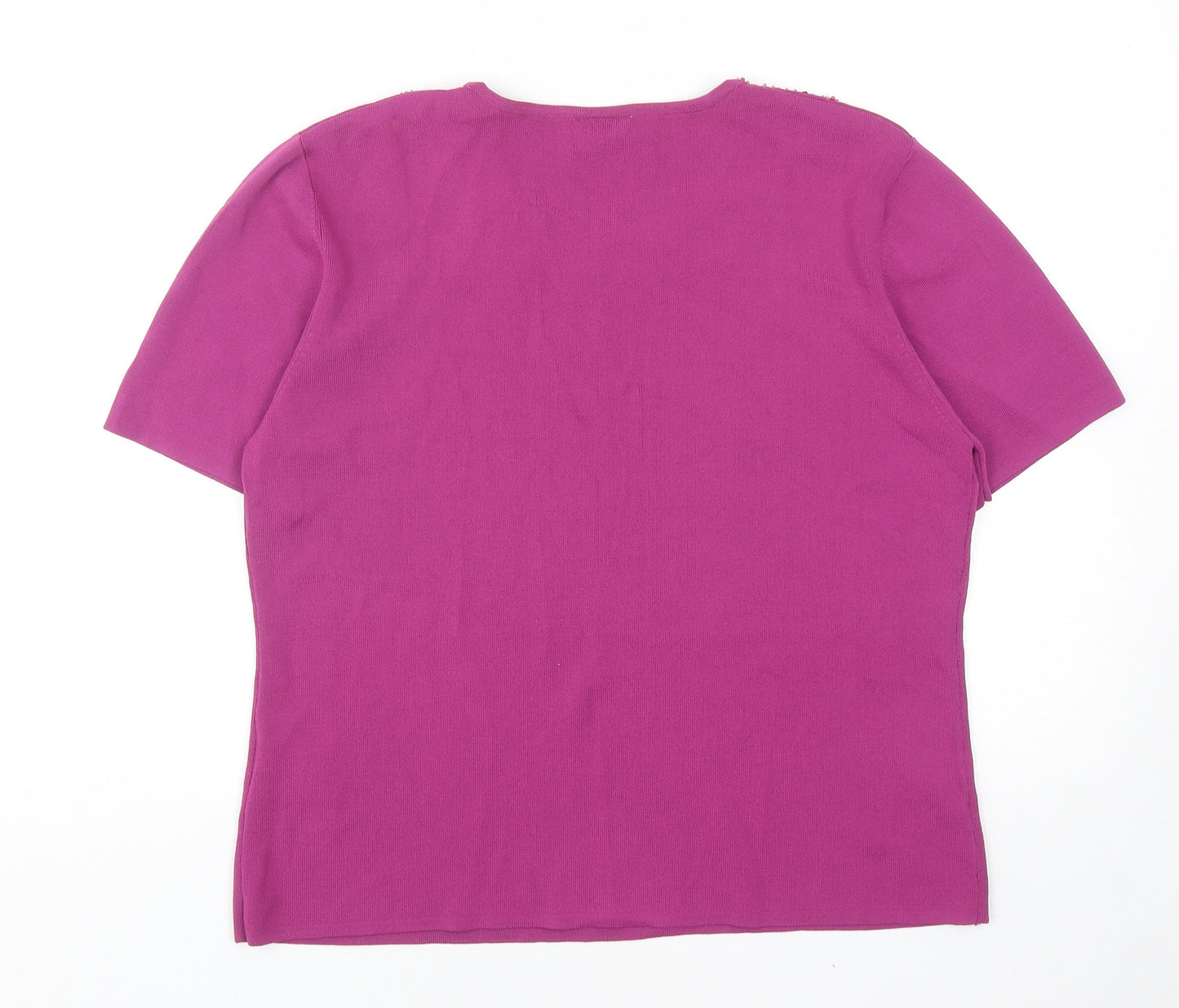 Roman Womens Purple Viscose Basic T-Shirt Size L Round Neck