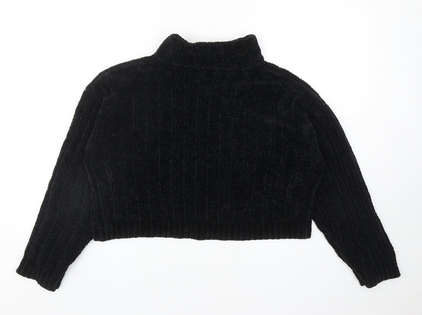 New Look Womens Black Roll Neck Polyester Pullover Jumper Size 8 - Cropped