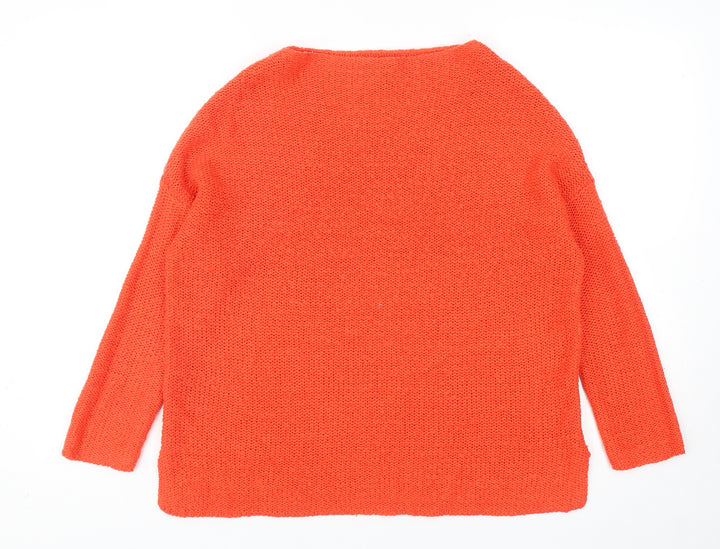 Atmosphere Womens Orange Round Neck Acrylic Pullover Jumper Size 8