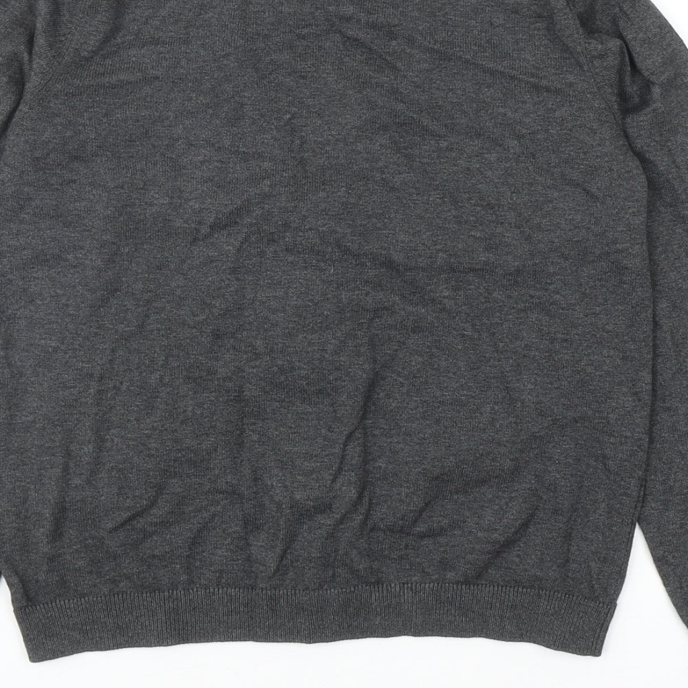 Marks and Spencer Girls Grey V-Neck Cotton Cardigan Jumper Size 11-12 Years Button