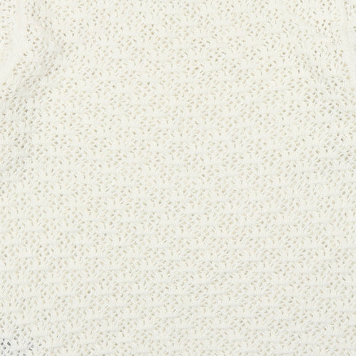 Marks and Spencer Womens White Round Neck Cotton Pullover Jumper Size S
