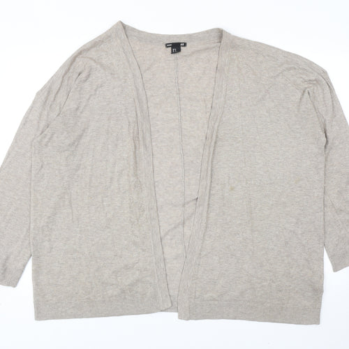H&M Womens Beige Square Neck Cotton Cardigan Jumper Size M