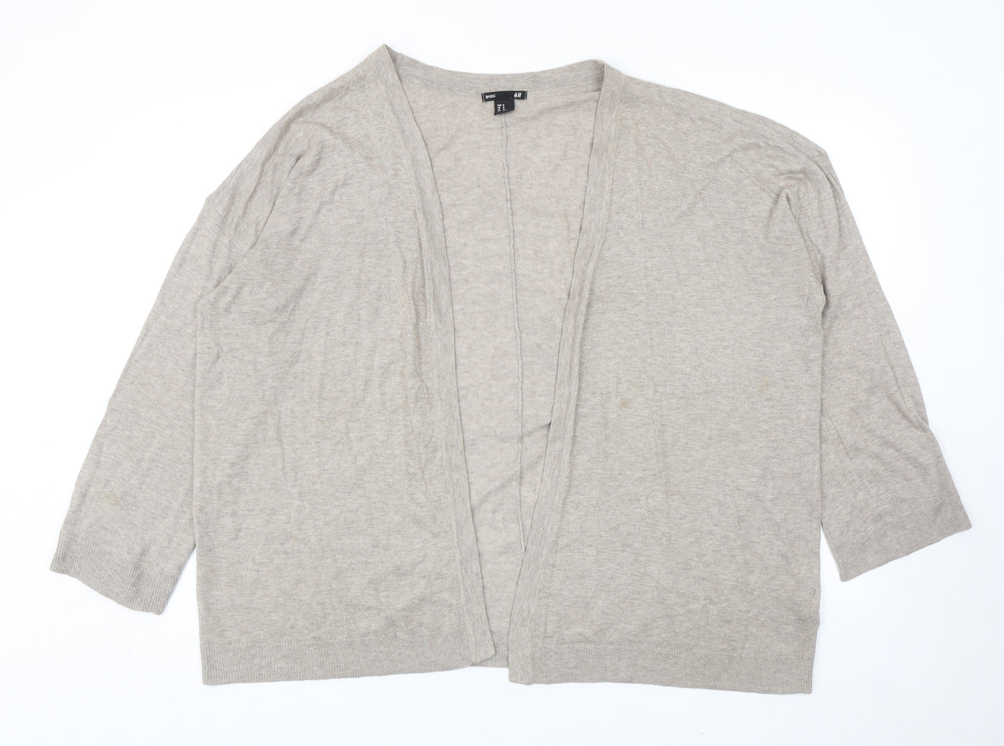 H&M Womens Beige Square Neck Cotton Cardigan Jumper Size M