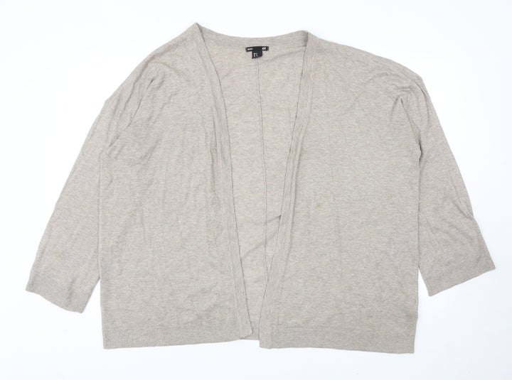 H&M Womens Beige Square Neck Cotton Cardigan Jumper Size M