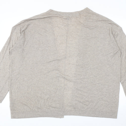 H&M Womens Beige Square Neck Cotton Cardigan Jumper Size M