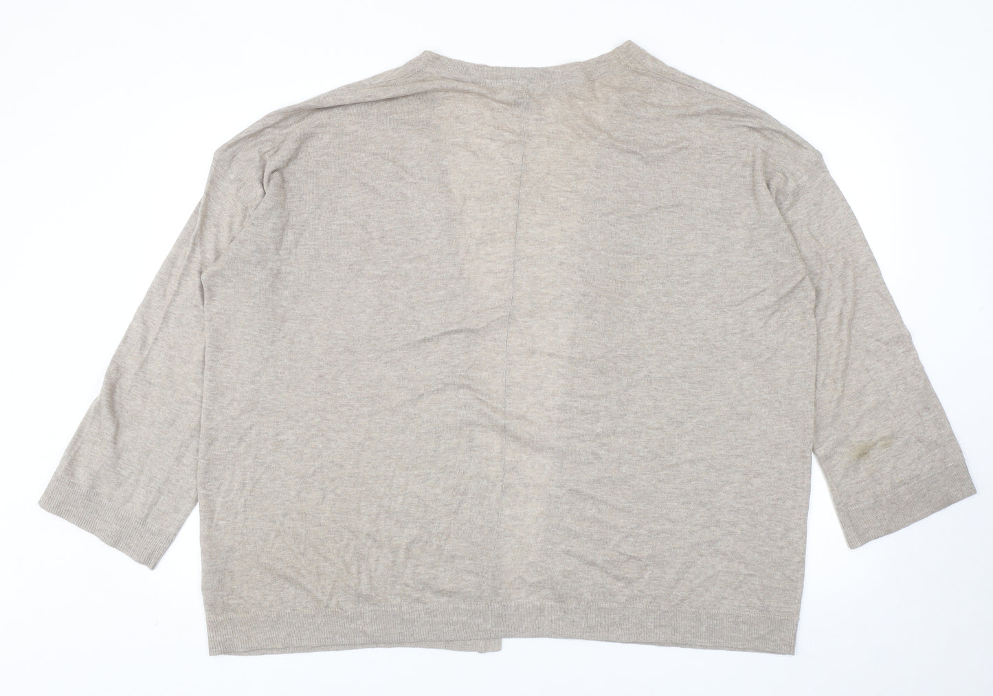 H&M Womens Beige Square Neck Cotton Cardigan Jumper Size M