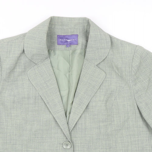 Autonomy Womens Green Polyester Jacket Suit Jacket Size 16