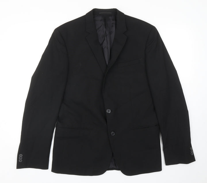 New Look Mens Black Viscose Jacket Blazer Size 42