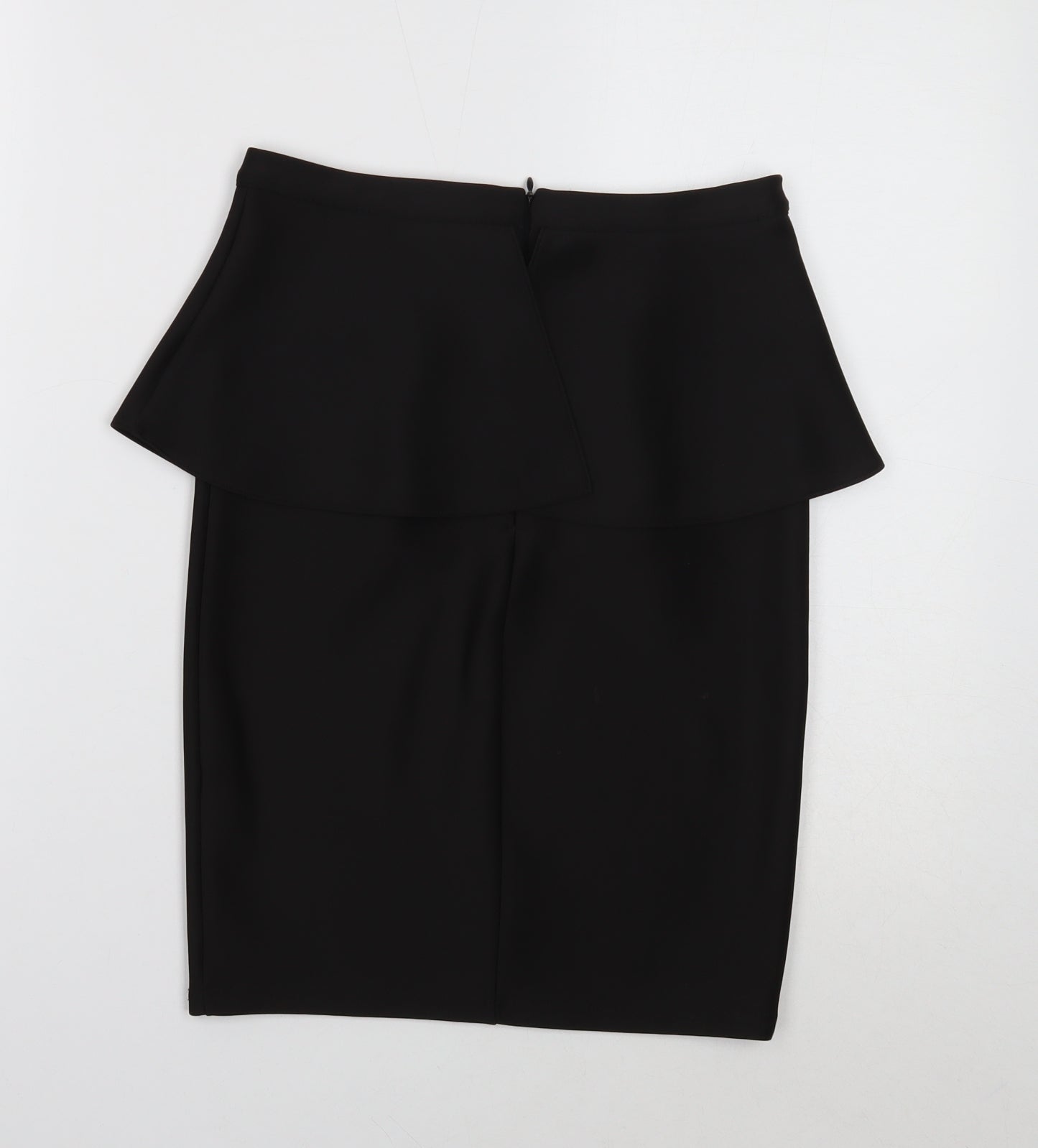Topshop Womens Black Polyester A-Line Skirt Size 8 Zip - Peplum Style