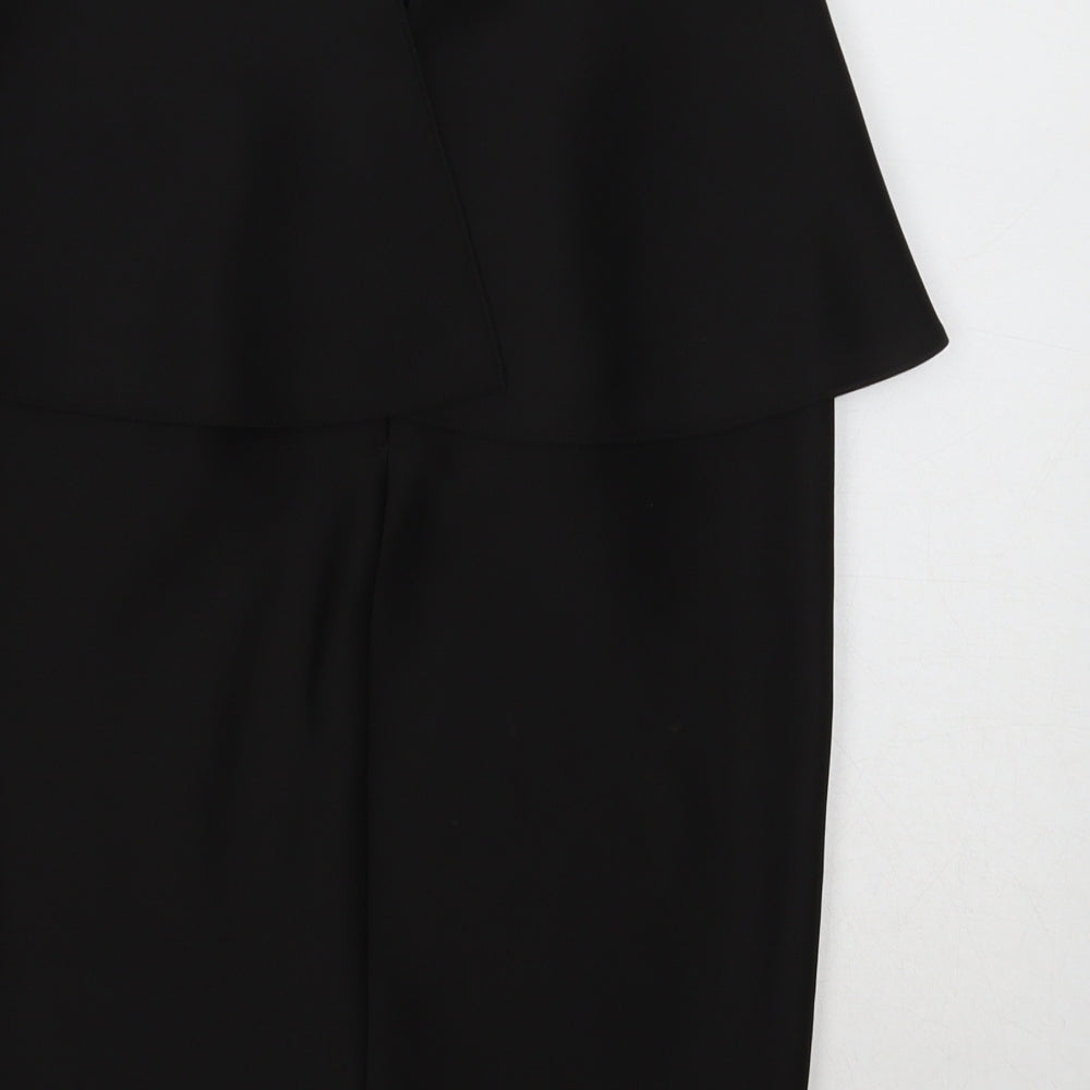 Topshop Womens Black Polyester A-Line Skirt Size 8 Zip - Peplum Style
