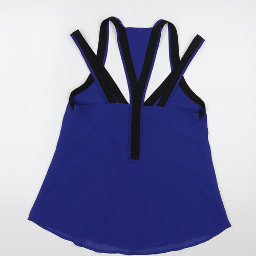 Seduce Womens Blue Polyester Basic Blouse Size 6 V-Neck