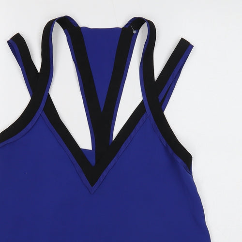 Seduce Womens Blue Polyester Basic Blouse Size 6 V-Neck