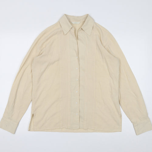Marks and Spencer Womens Ivory Viscose Basic Button-Up Size 12 Collared
