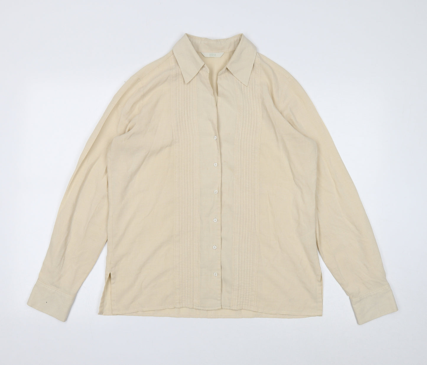 Marks and Spencer Womens Ivory Viscose Basic Button-Up Size 12 Collared