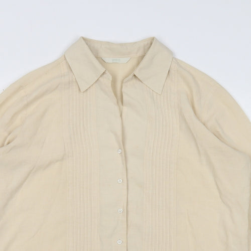 Marks and Spencer Womens Ivory Viscose Basic Button-Up Size 12 Collared
