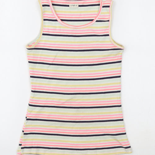 F&F Girls Multicoloured Striped Cotton Basic Tank Size 12-13 Years Scoop Neck Pullover