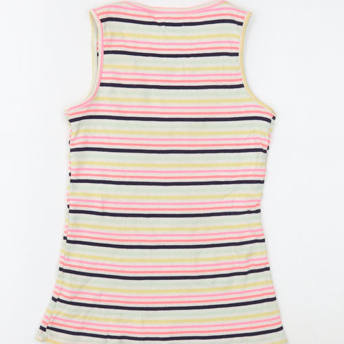 F&F Girls Multicoloured Striped Cotton Basic Tank Size 12-13 Years Scoop Neck Pullover