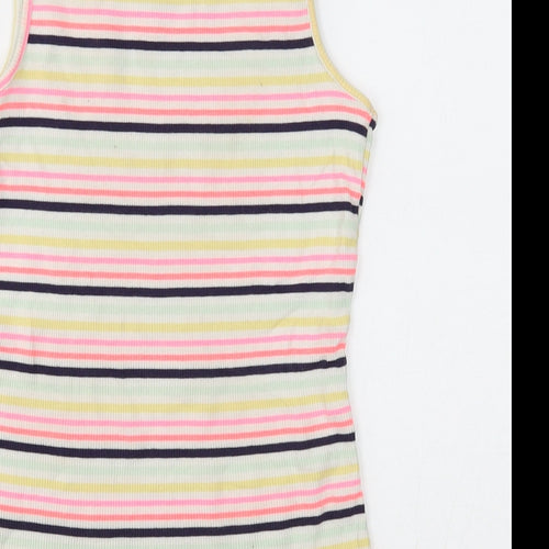 F&F Girls Multicoloured Striped Cotton Basic Tank Size 12-13 Years Scoop Neck Pullover