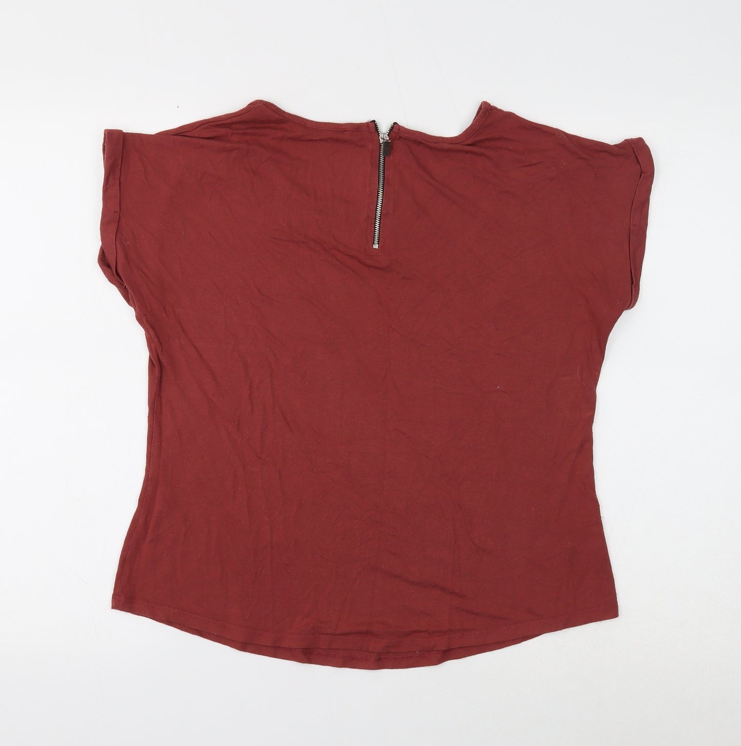 Select Womens Brown Viscose Basic T-Shirt Size 12 Round Neck