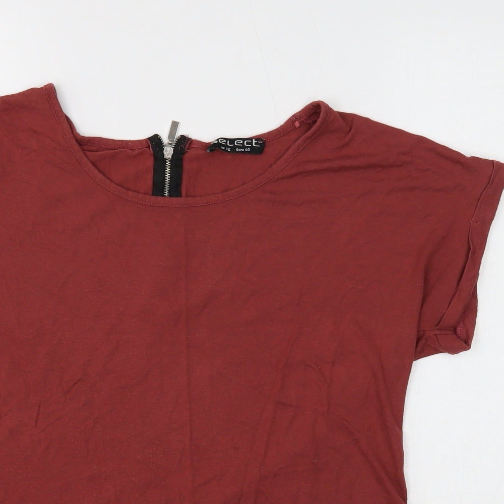 Select Womens Brown Viscose Basic T-Shirt Size 12 Round Neck