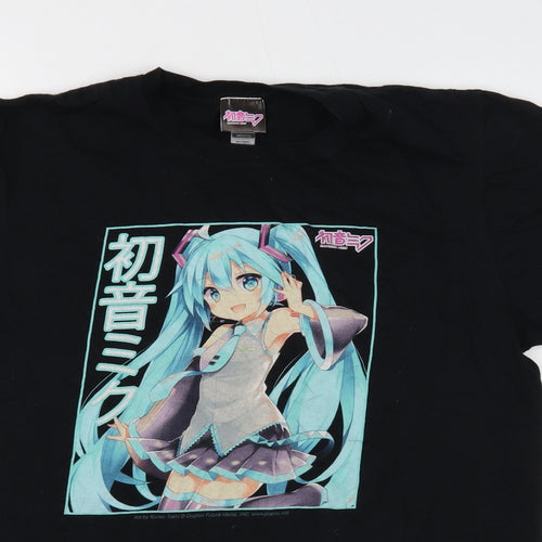 Gildan Womens Black Cotton Basic T-Shirt Size M Round Neck